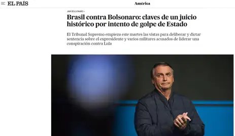 Brasília (DF), 02/09/2025 - Print do site Print sobre o julgamento de Jair Bolsonaro e envolvidos na trama dos atos golpistas. Foto: Print/El País