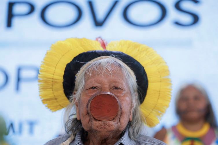 Belém (PA), 16/11/2025 - Cacique Raoni Metuktire durante encerramento da cúpula dos povos 
Foto: Tânia Rêgo/Agência Brasil